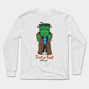 Halloween Spoopy Frankenstein trick or treat Long Sleeve T-Shirt